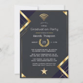 Black & Gold Virtual Graduation Party Photo Invitation (Front)