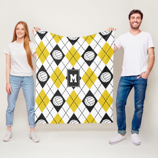 black gold volleyball team colors argyle fleece blanket