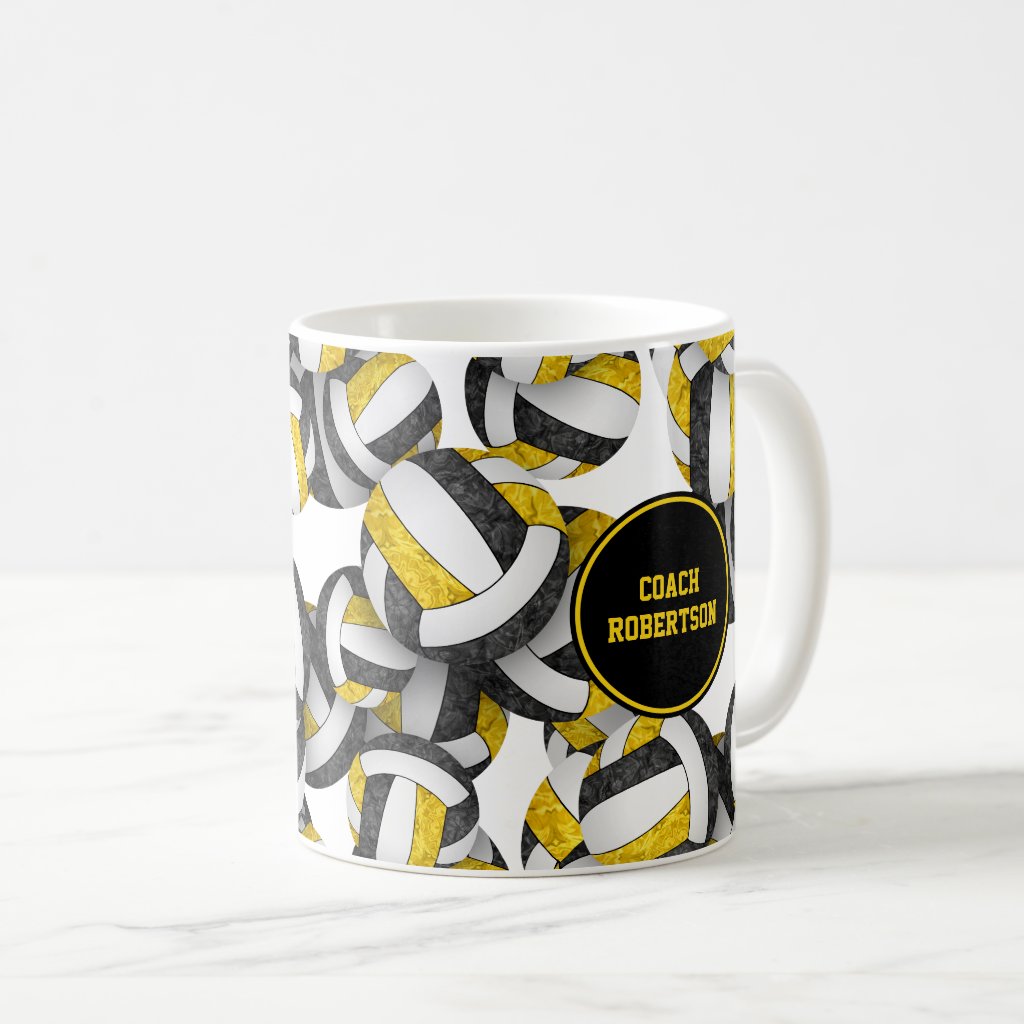 black gold volleyball team colors coach gifts coffee mug