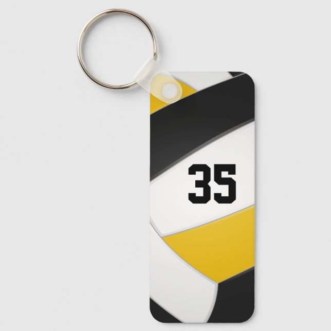black gold volleyball team colors kids name keychain (Front)