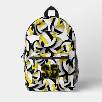 black gold volleyball team colors patterned  printed backpack