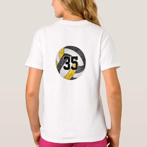 black gold volleyball team her name jersey number T_Shirt