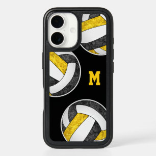 black gold volleyballs girls monogrammed iPhone 16 case