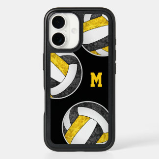 black gold volleyballs girls monogrammed iPhone 16 case