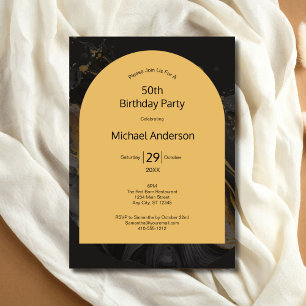 Black Gold Watercolor Arch 50th Birthday For Him Invitation