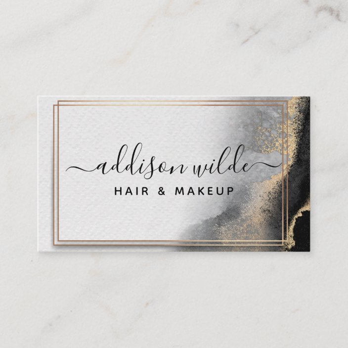 Black Gold Watercolor Modern Chic Abstract Business Card Zazzle