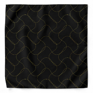 Black Gold Wavy lines Bandana