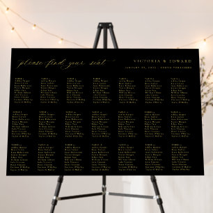 Black Gold Wedding 21 Table Seating Chart Foam Board