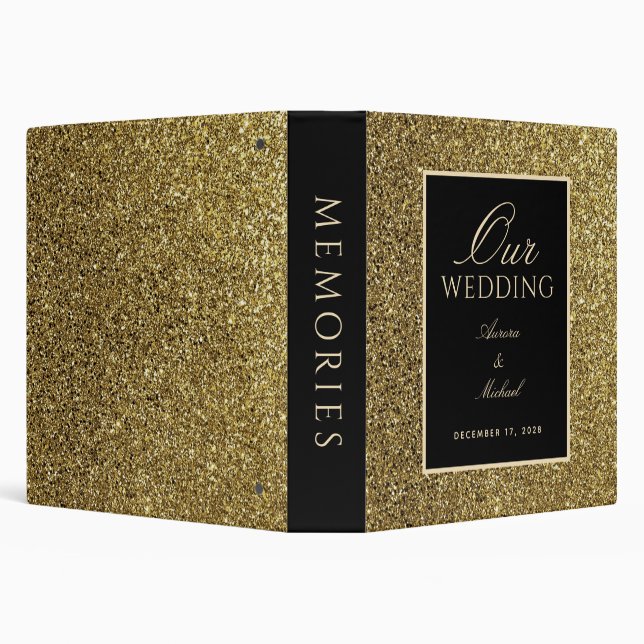 Black Gold Wedding Album 3 Ring Binder (Background)
