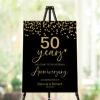 Black Gold Wedding Anniversary Welcome Sign
