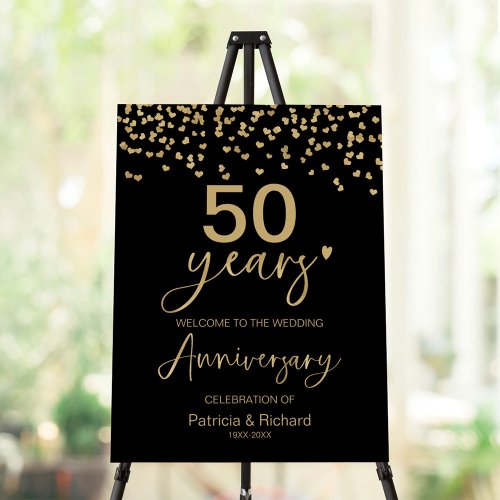 Black Gold Wedding Anniversary Welcome Sign