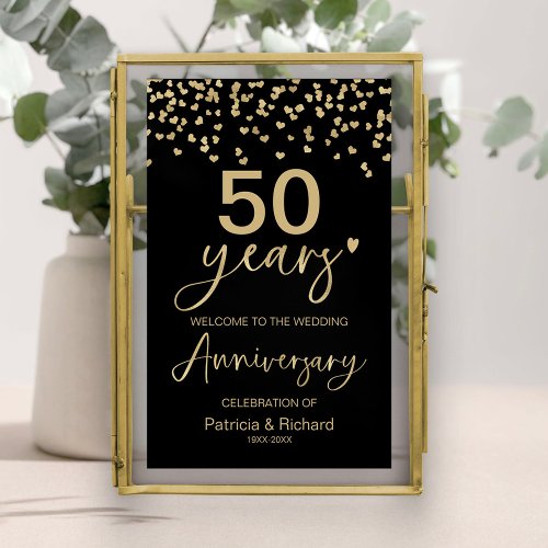 Black Gold Wedding Anniversary Welcome Sign