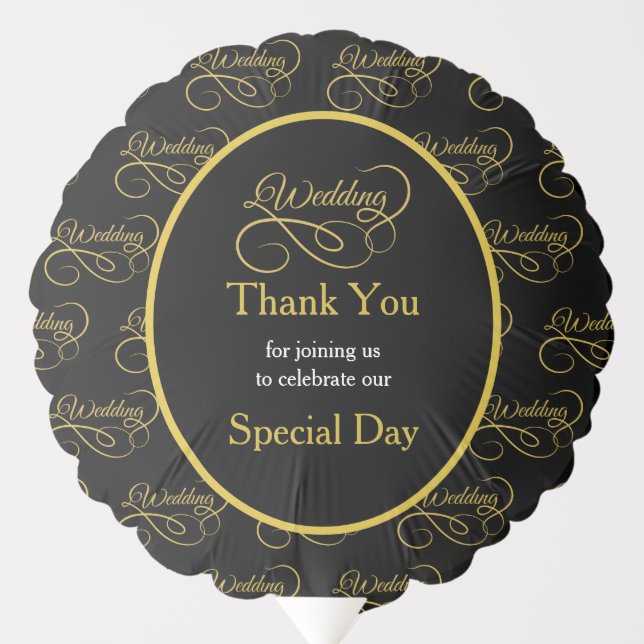 Black & Gold Wedding Balloon Party Balloon (Front)