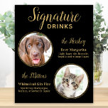 Black Gold Wedding Custom Pet Dog Signature Drinks Poster<br><div class="desc">Signature Cocktails by from your pets! Include your best dog, best cat and any pet in your wedding with his own signature drink bar for your guests. Perfect for dog lovers, and a special dog bar will be a hit at your wedding. Elegant gold script and picture templates. Customize this...</div>