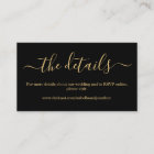 Black &Gold Wedding Details Website Enclosure Card