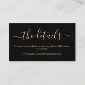 Black &Gold Wedding Details Website Enclosure Card (Front)