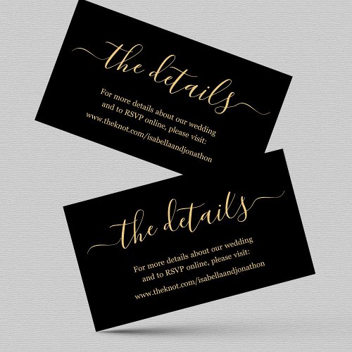 Black Gold Wedding Details Website Enclosure Card