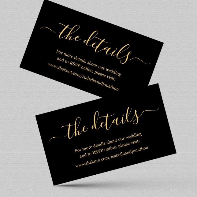 Black &Gold Wedding Details Website Enclosure Card