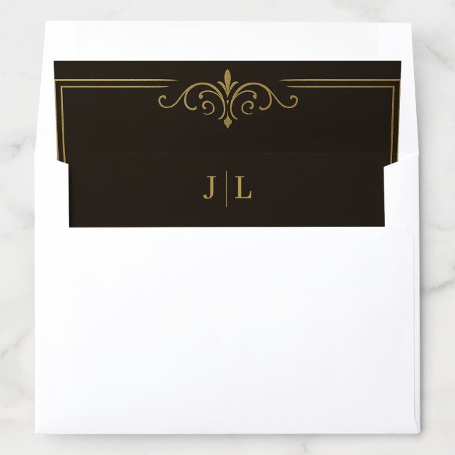 Black Gold Wedding Envelope Liners (In Envelope)
