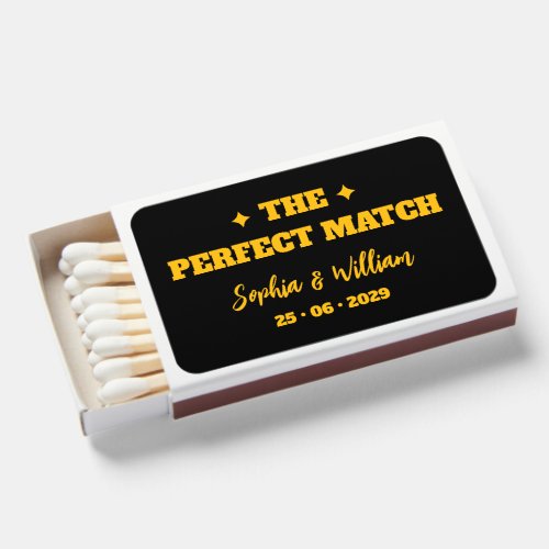 Black Gold Wedding Favor Bold Typography Matchboxes
