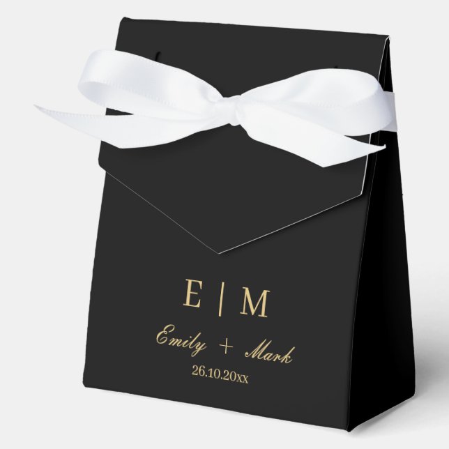 Black Gold Wedding Favor Box Luxury Custom  (Front)