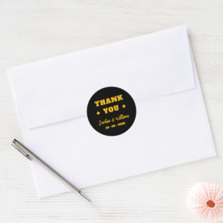 Black Gold Wedding Favor Thank You Classic Round Sticker