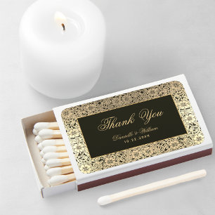 Black Gold Wedding Favors Elegant Vintage Floral Matchboxes