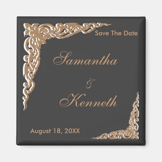 Black Gold Wedding Invitations Magnet (Front)