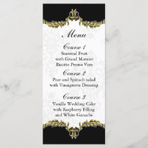 black gold wedding menu