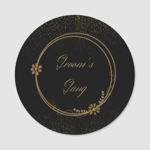 Black  Gold Wedding Name Tag