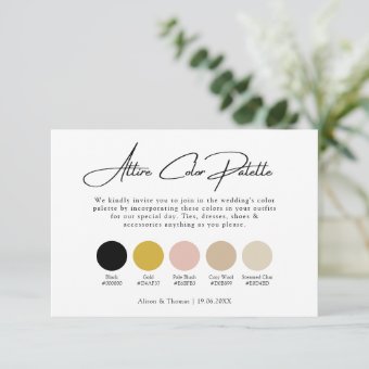 Black Gold Wedding + Neutrals Attire Color Palette Enclosure Card | Zazzle