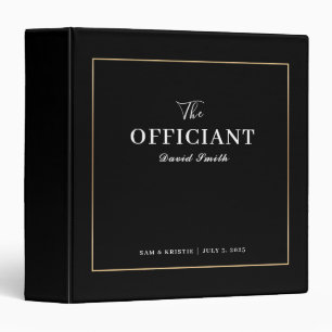 Black Gold Wedding Officiant Personalized Couple 3 Ring Binder