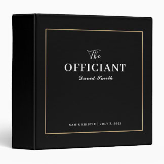 Black Gold Wedding Officiant Personalized Couple 3 Ring Binder