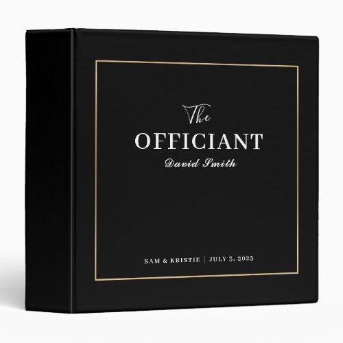 Black Gold Wedding Officiant Personalized Couple 3 Ring Binder