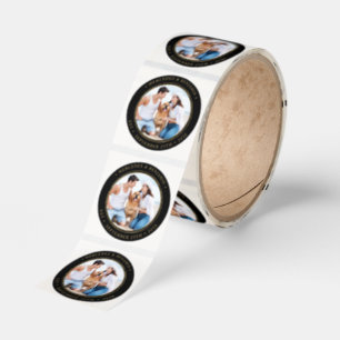Black Gold Wedding Personalized Photo Classic Round Sticker
