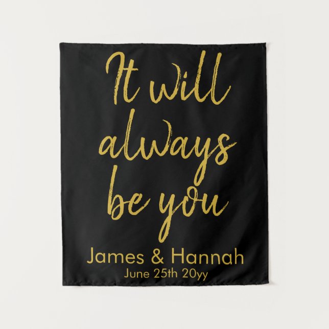 Black & Gold Wedding Photo Booth Backdrop Decor (Front)