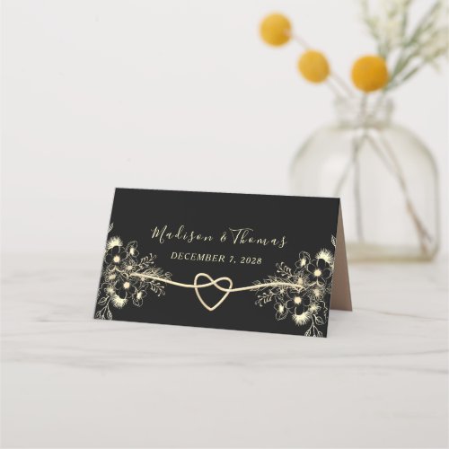 Black Gold Wedding Place Card