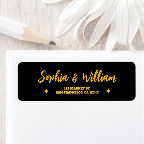 Black & Gold Wedding Return Address Labels