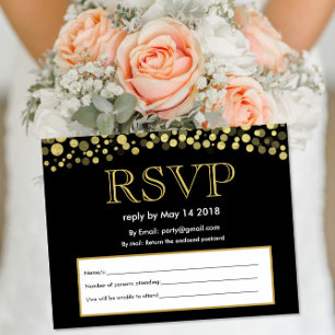 Black Gold Wedding RSVP Card