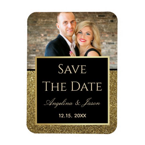 Black Gold Wedding Save The Date Invitation Magnet