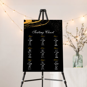 Black Gold Wedding Seating Chart Poster