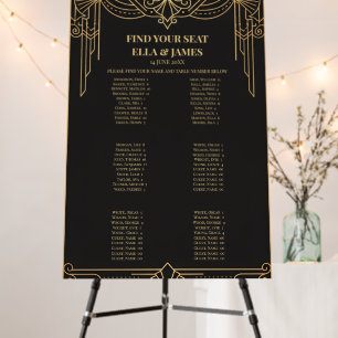 Black Gold Wedding Seating Chart Sign