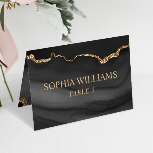 Black  Gold Wedding Table Card