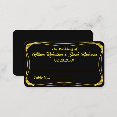 Black  gold Wedding Table Number place card