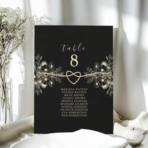 Black Gold Wedding Table Seating Chart