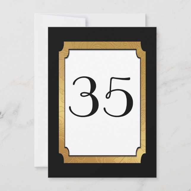 Black & Gold Wedding Wedding Table Number (Front)