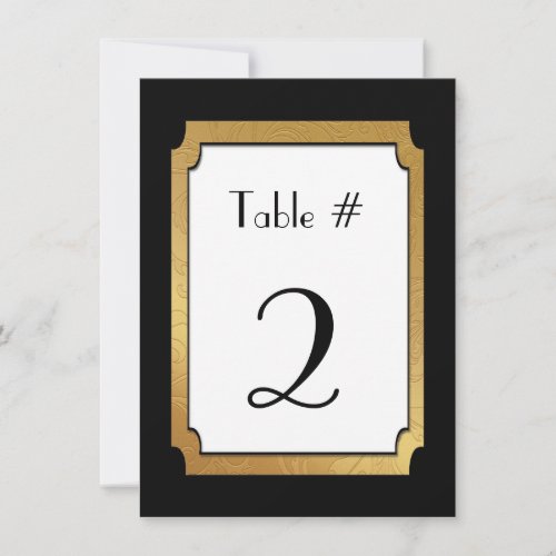 Black  Gold Wedding Wedding Table Number