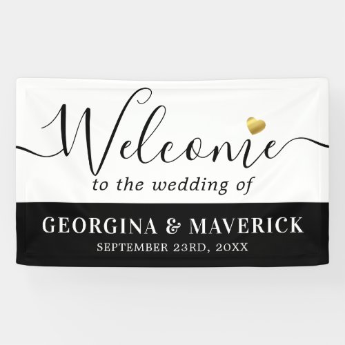 Black Gold Wedding Welcome Banner
