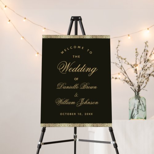 Black Gold Wedding Welcome Elegant Script Classy Foam Board