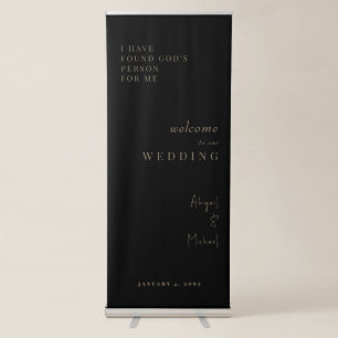 Black & Gold Wedding Welcome Retractable Banner